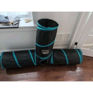 Feline Ruff Premium 3 Way Cat Tunnel. Extra Large 12 Inch Large, Black/Blue